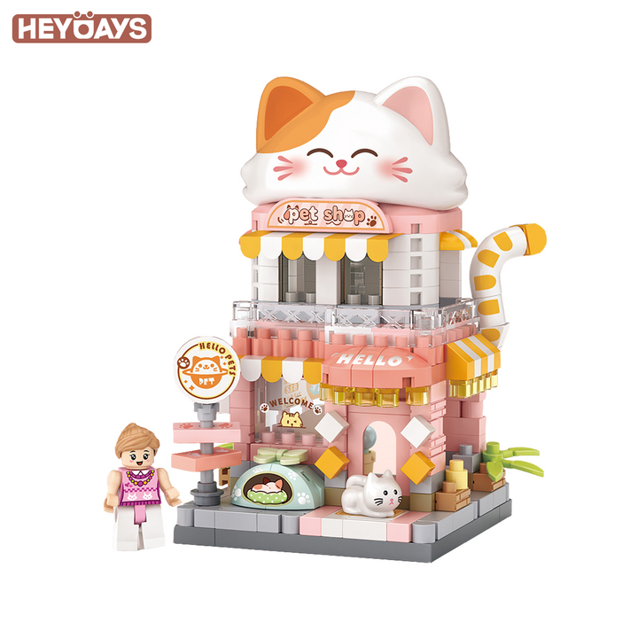 3D Street Mini View Building Block Set Cute Store Model Kit with Minifigure
