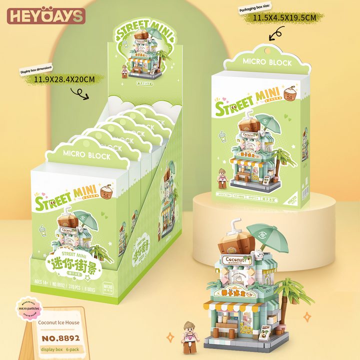 3D Street Mini View Building Block Set Cute Store Model Kit with Minifigure