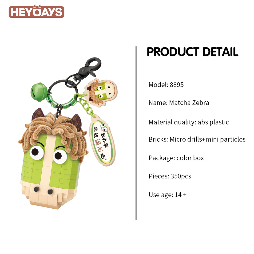 3D Funny Horse Micro Building Block Keychain Set, Cute Animal Brick Bag Charm