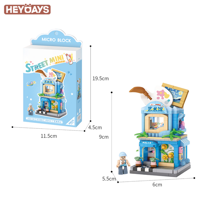 3D Street Mini View Building Block Set Cute Store Model Kit with Minifigure