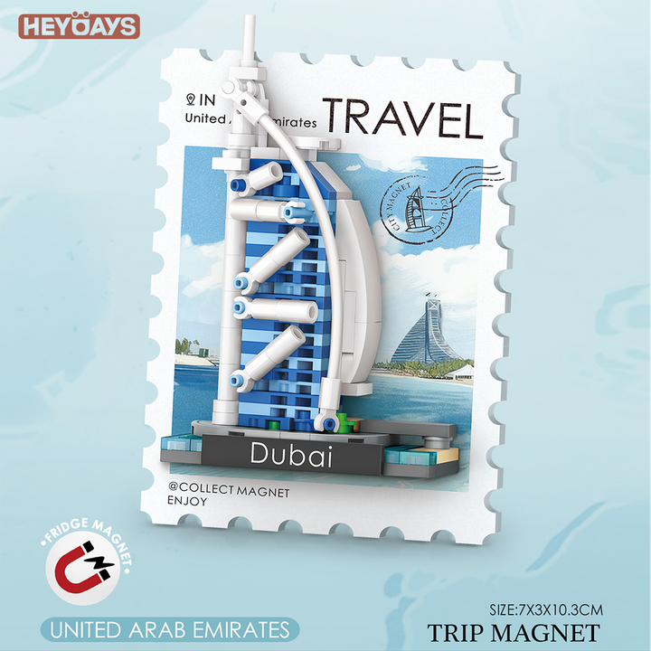 12x World Landmark Stamp Mini Building Block Fridge Magnet Set 3D Decor Gift