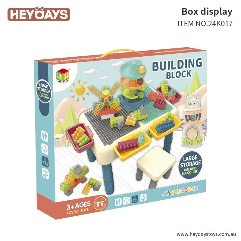 Building Block Table Toddler Blocks Toys Activity Table w/ Storage Box Gift Kids