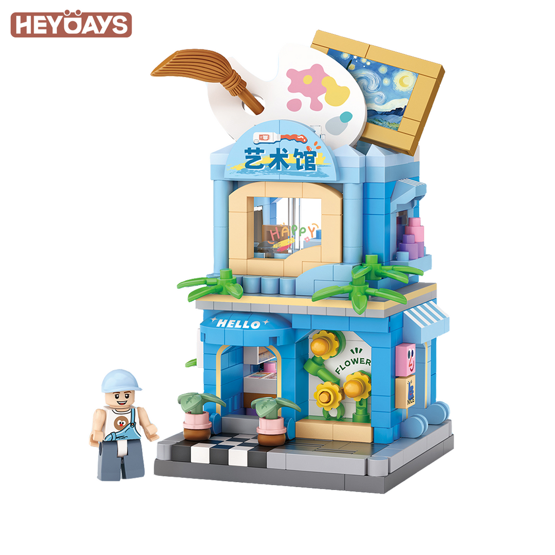 3D Street Mini View Building Block Set Cute Store Model Kit with Minifigure