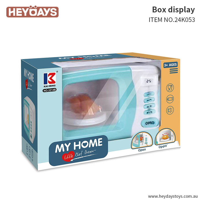 Kids Microwave Toy Kitchen Playset Pretend Play Kitchen Appliance with Rotating