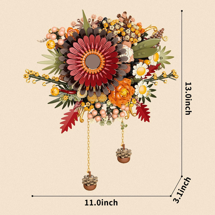 800 Pcs DIY Botanical Wall Hanging Flower Building Blocks Artificial Flowers Home Décor Perfect Gift Idea