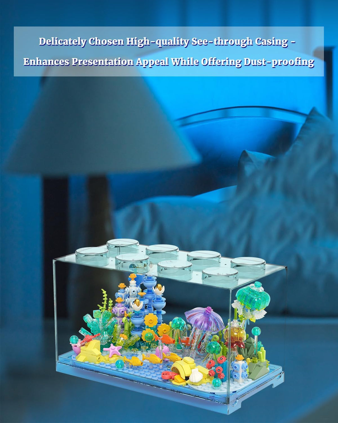 Fish Tank Aquarium Building Block Set with Light Ocean Under the Sea Brick Kit Toys