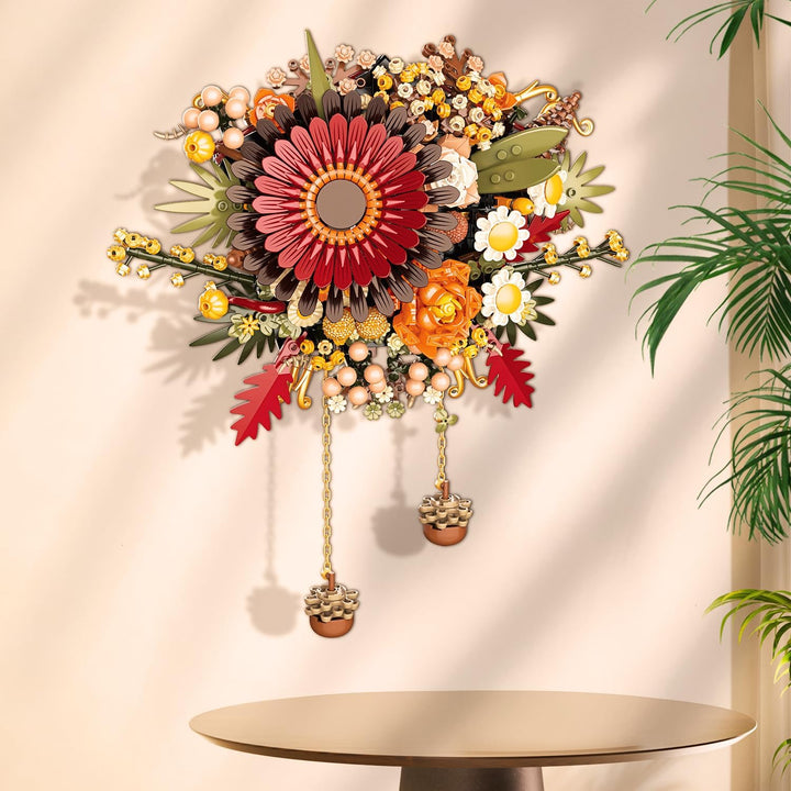 800 Pcs DIY Botanical Wall Hanging Flower Building Blocks Artificial Flowers Home Décor Perfect Gift Idea