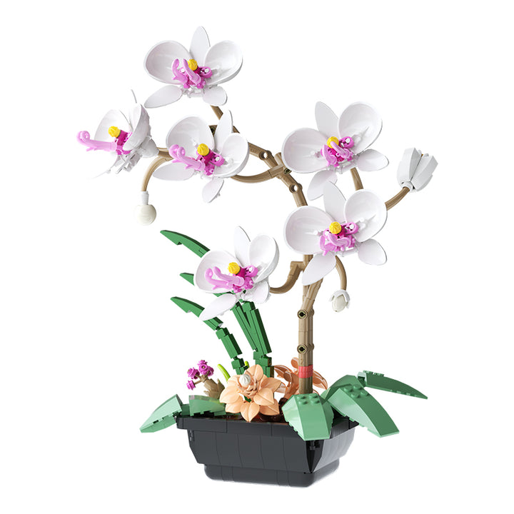 Butterfly Orchid Building Blocks Toys Flowers Potted Plant Puzzle Bricks