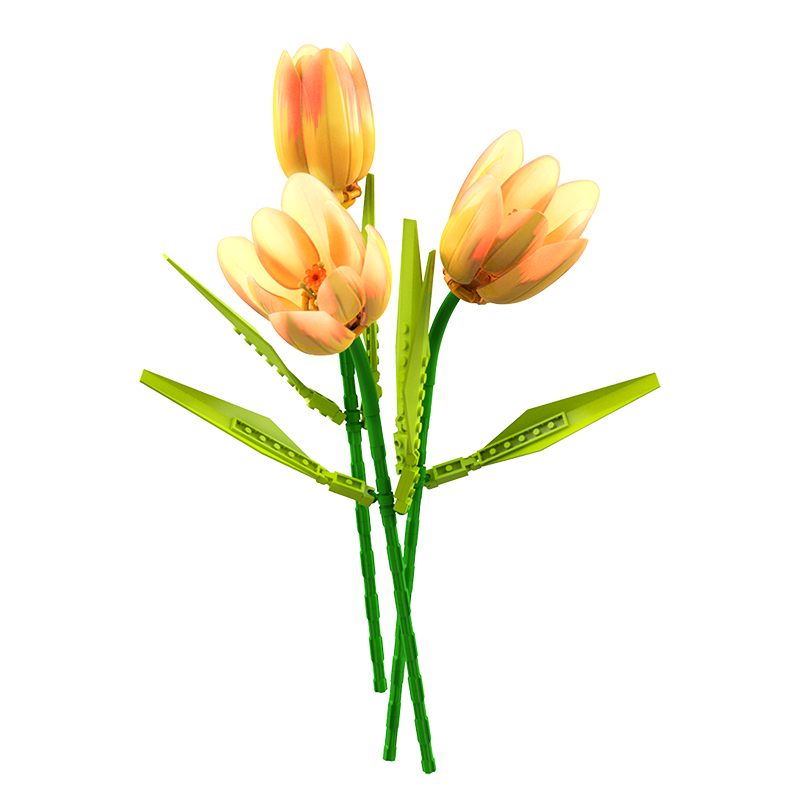 3 Pieces Tulip Flower Building Blocks DIY Artificial Bouquet Gift for Home Office Décor
