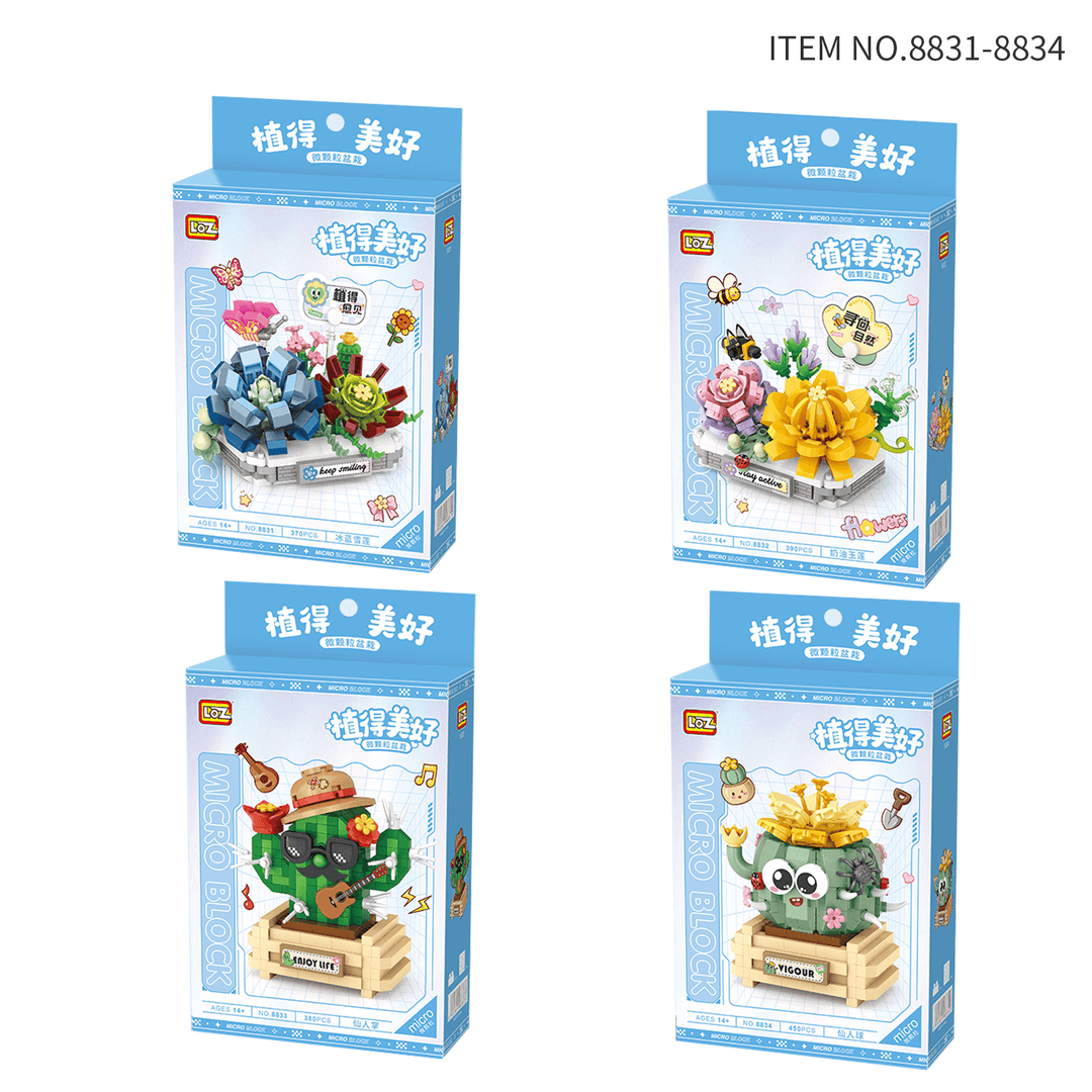 Mirco Blocks Cactus & Lotus Potted (Set 8831-8834)