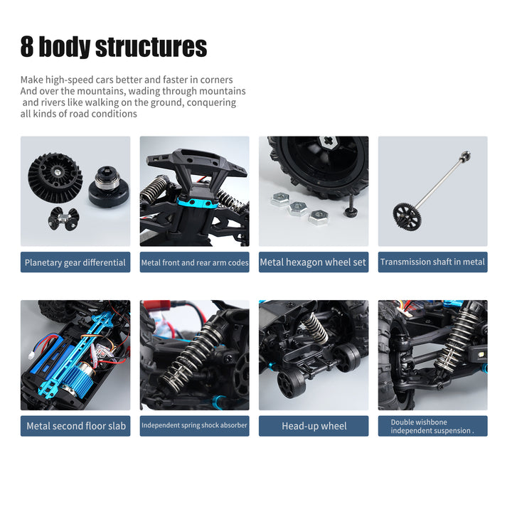 1:16 Scale 40KM/H Waterproof Offroad All Terrains RC Monster Truck (Set 16102)