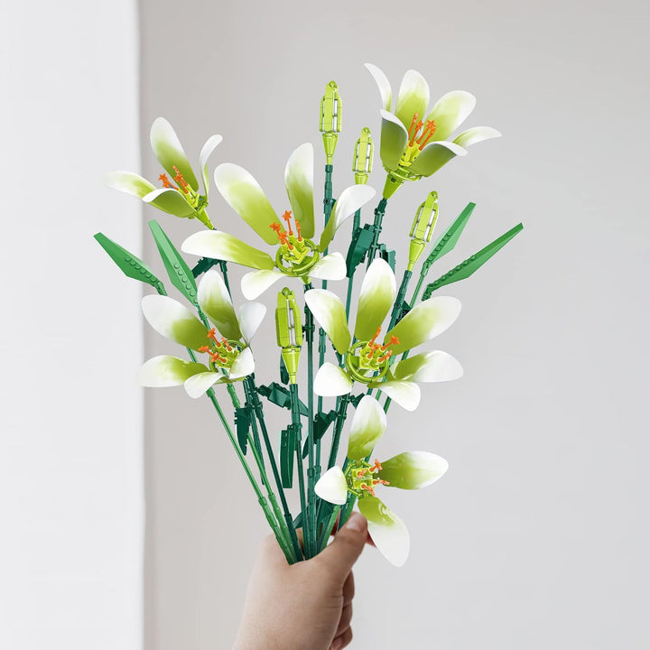 Lily Flower Bouquet Building Block Set – DIY Artificial Botanical Construction Block Toys Kit