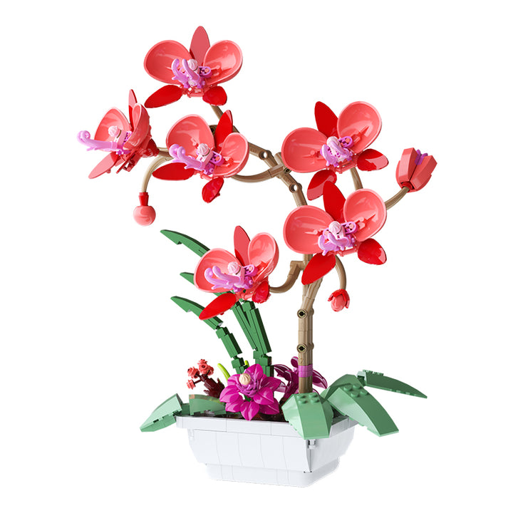 Butterfly Orchid Building Blocks Toys Flowers Potted Plant Puzzle Bricks