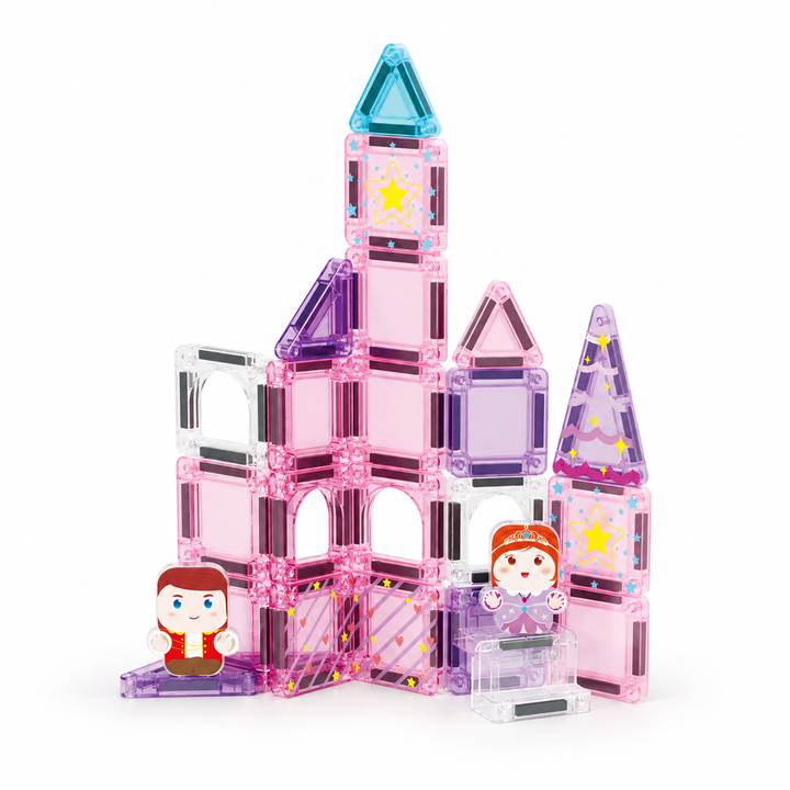 Mini Magnetic Tiles Princess Castle – 32-Piece Travel Set with Storage Tin (BLK3008)