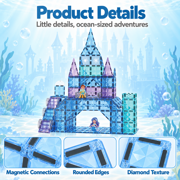 Diamond Magnetic Tiles Mermaid Castle – 82-Piece Building Set (BLK3019)