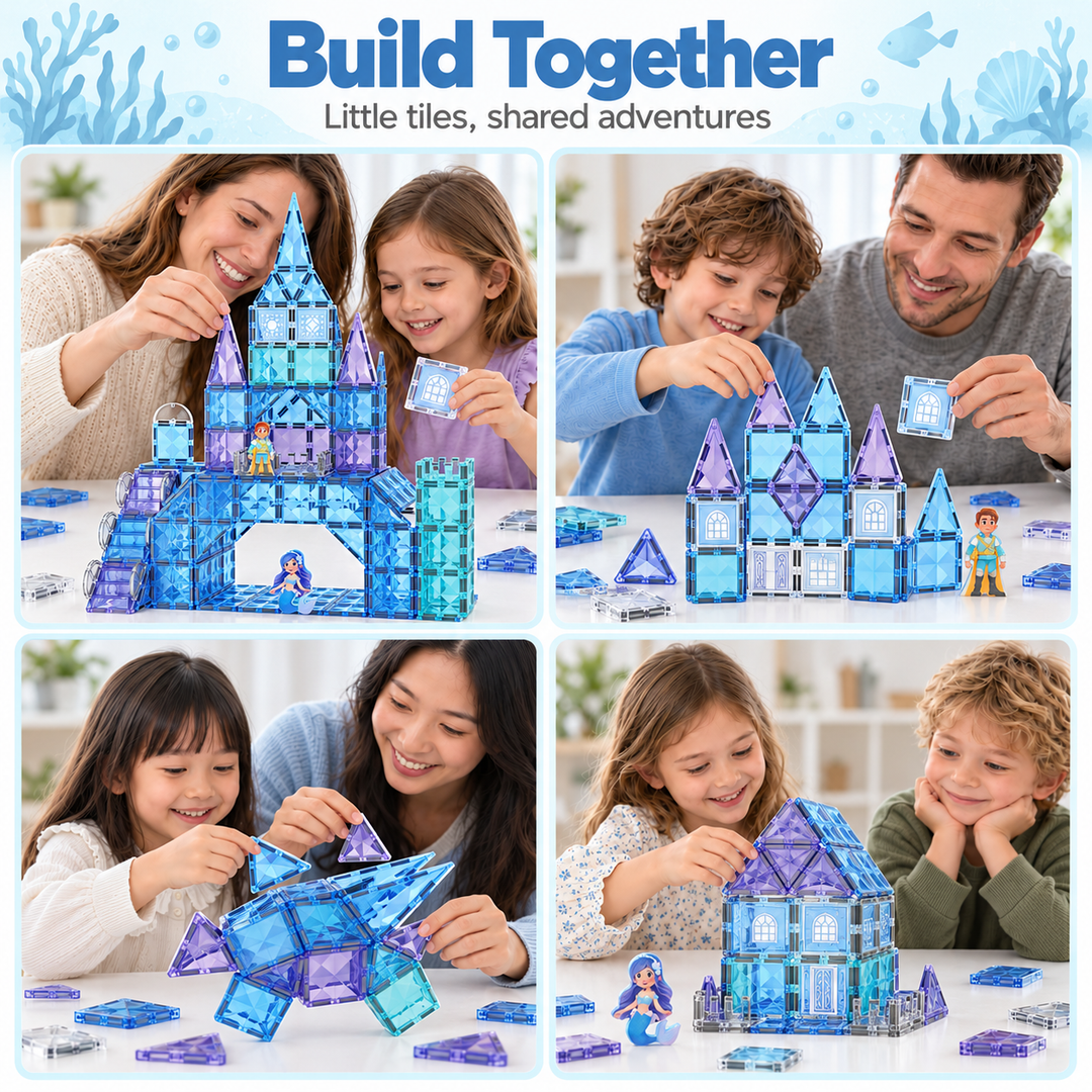 Diamond Magnetic Tiles Mermaid Castle – 82-Piece Building Set (BLK3019)