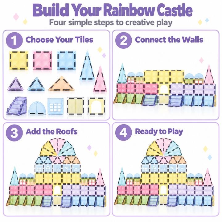 Diamond Magnetic Tiles Castle – 102-Piece Building Set (BLK3022)