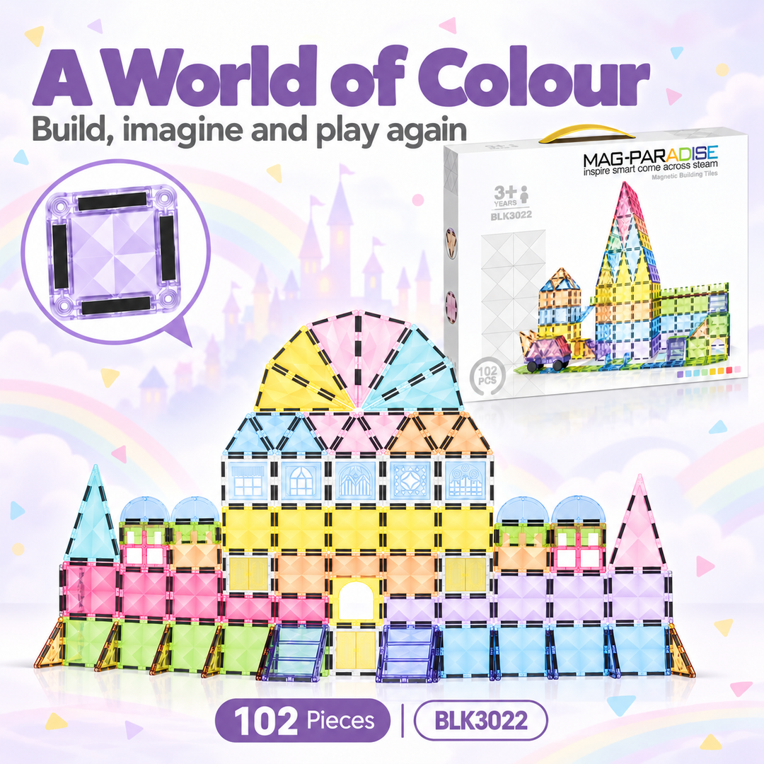 Diamond Magnetic Tiles Castle – 102-Piece Building Set (BLK3022)