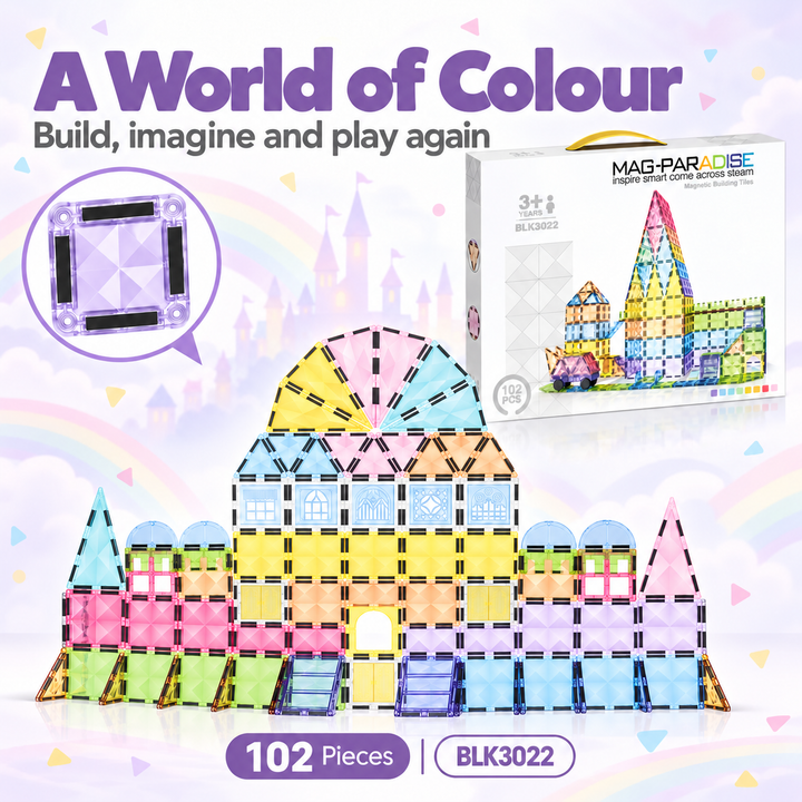 Diamond Magnetic Tiles Castle – 102-Piece Building Set (BLK3022)