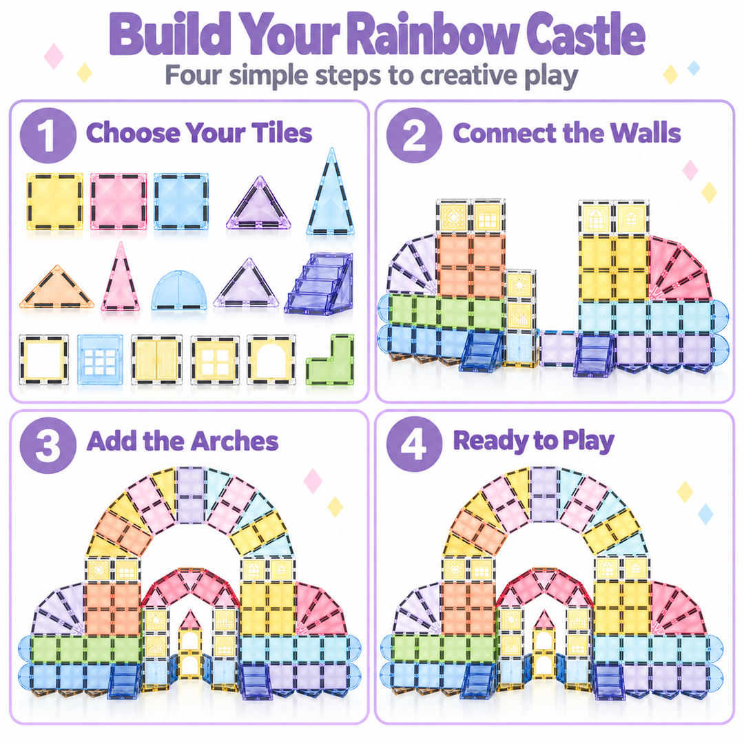 Diamond Magnetic Tiles Castle – 122-Piece Building Set (BLK3023)