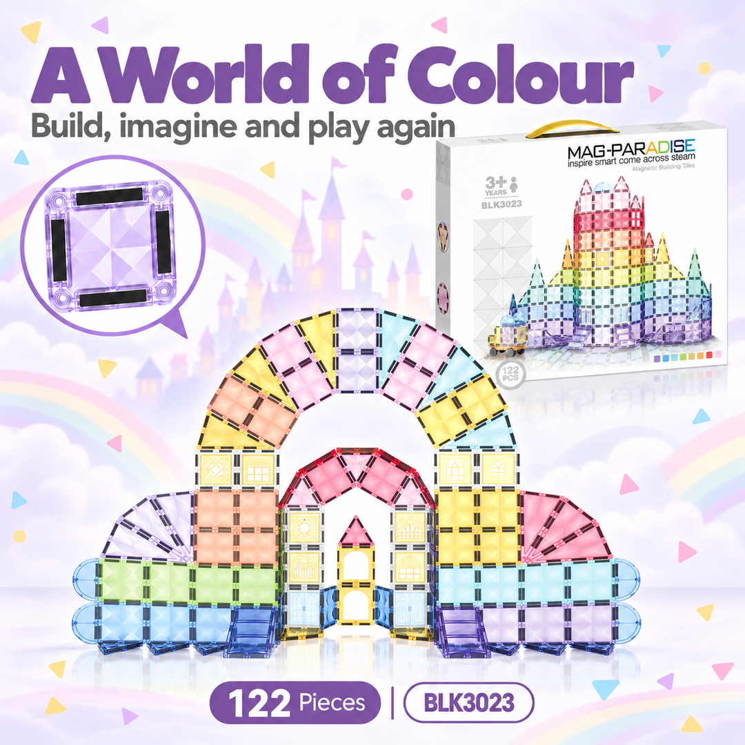 Diamond Magnetic Tiles Castle – 122-Piece Building Set (BLK3023)