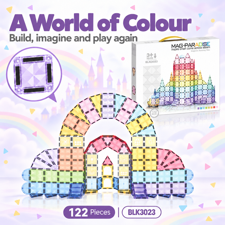 Diamond Magnetic Tiles Castle – 122-Piece Building Set (BLK3023)