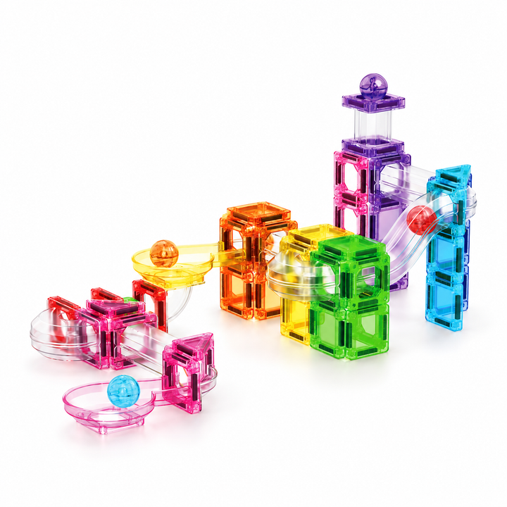 Mini Magnetic Tiles Marble Run – 80-Piece Building Set (BLK3063)