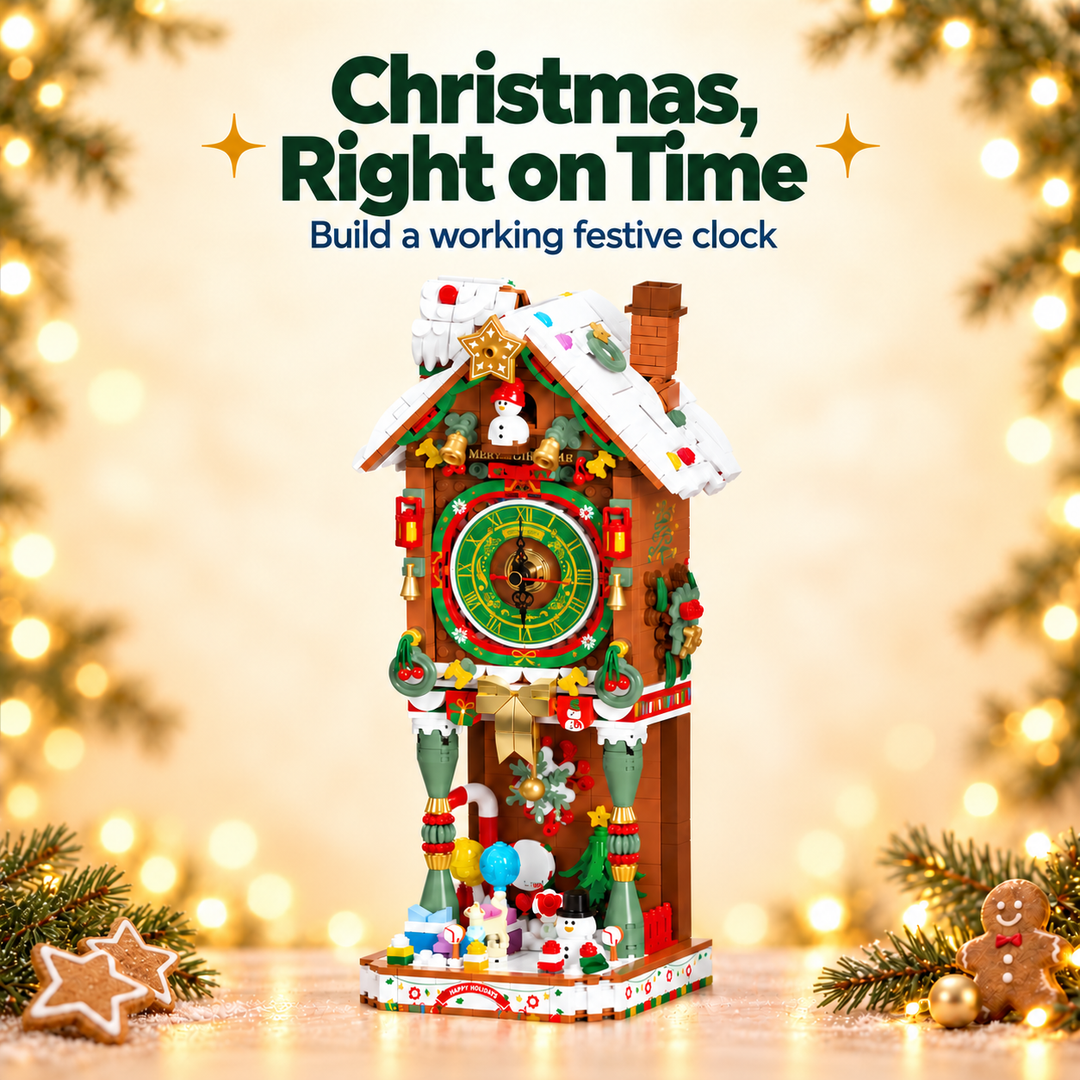 Christmas Clock Building Block Set with Working Clock & Pendulum (Set LK005)
