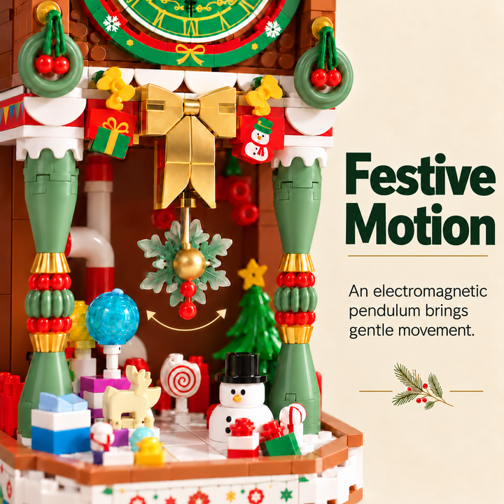 Christmas Clock Building Block Set with Working Clock & Pendulum (Set LK005)