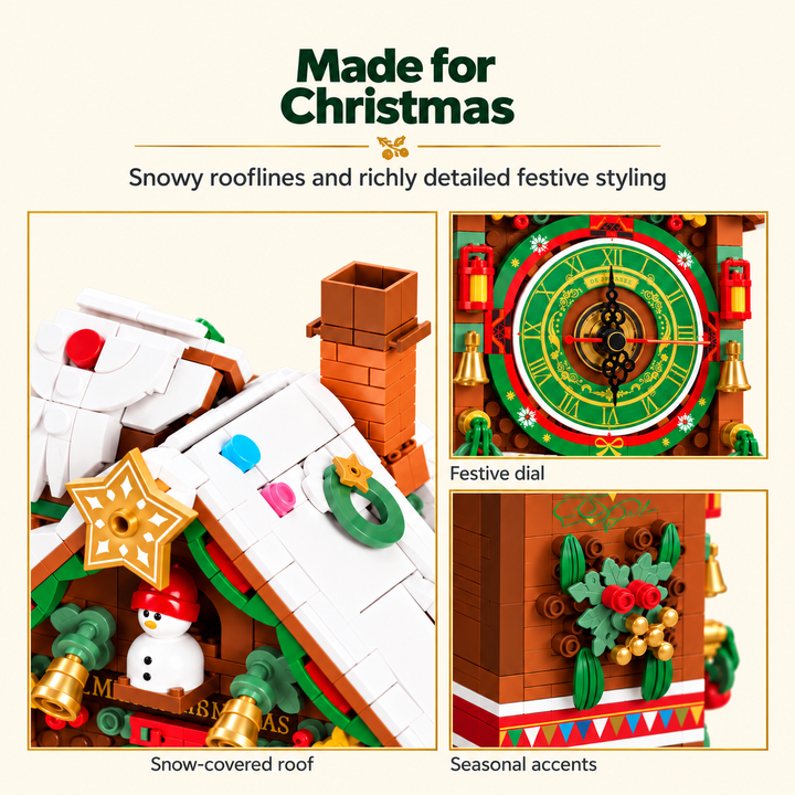 Christmas Clock Building Block Set with Working Clock & Pendulum (Set LK005)