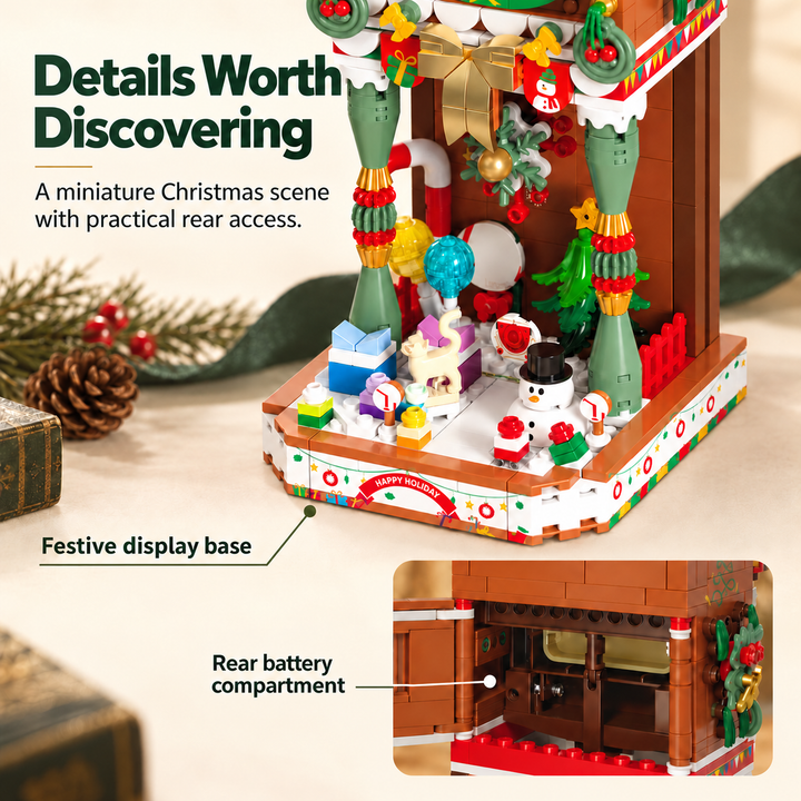 Christmas Clock Building Block Set with Working Clock & Pendulum (Set LK005)