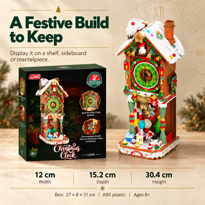 Christmas Clock Building Block Set with Working Clock & Pendulum (Set LK005)