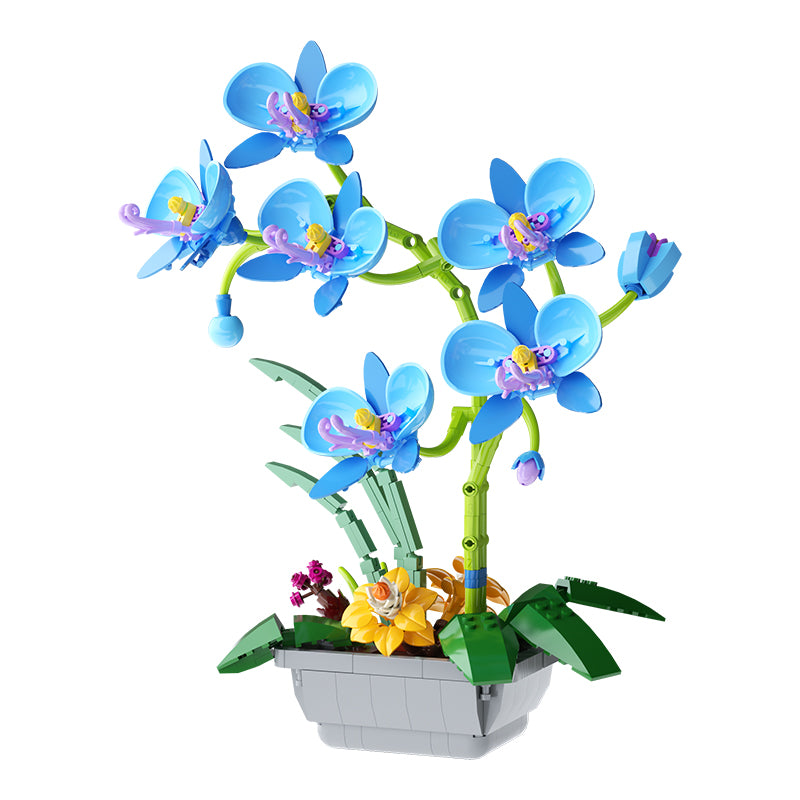Butterfly Orchid Building Blocks Toys Flowers Potted Plant Puzzle Bricks