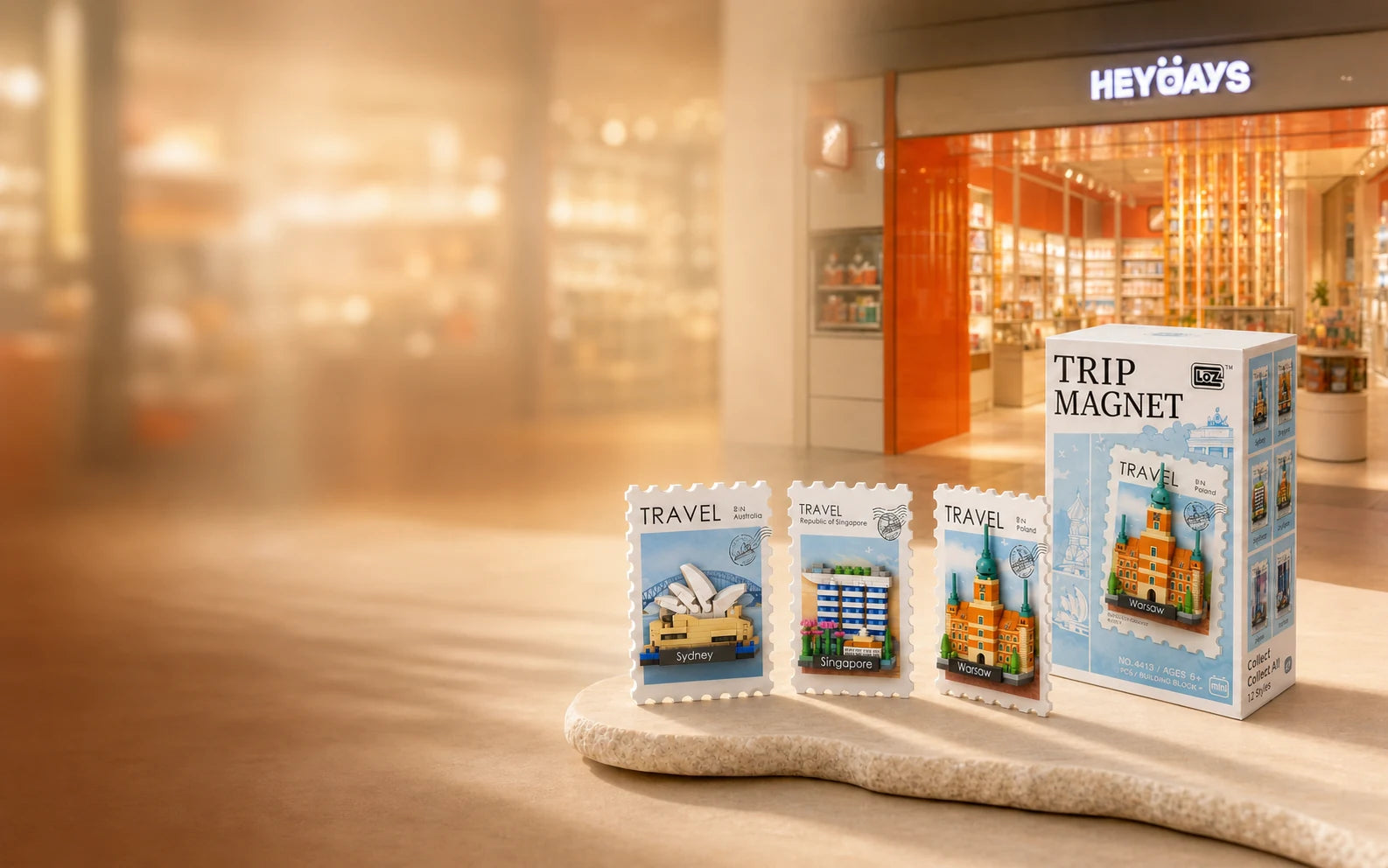 Free travel magnet blind box giveaway at HEYDAYS Melbourne Central
