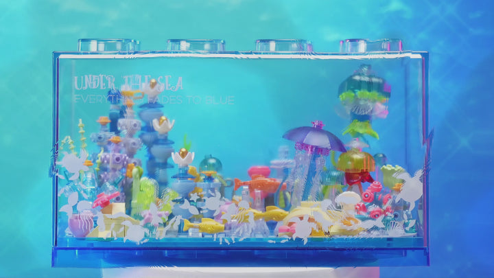 Fish Tank Aquarium Building Block Set with Light Ocean Under the Sea Brick Kit Toys